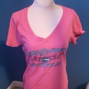 Harley-Davidson Pink V-Neck T-Shirt